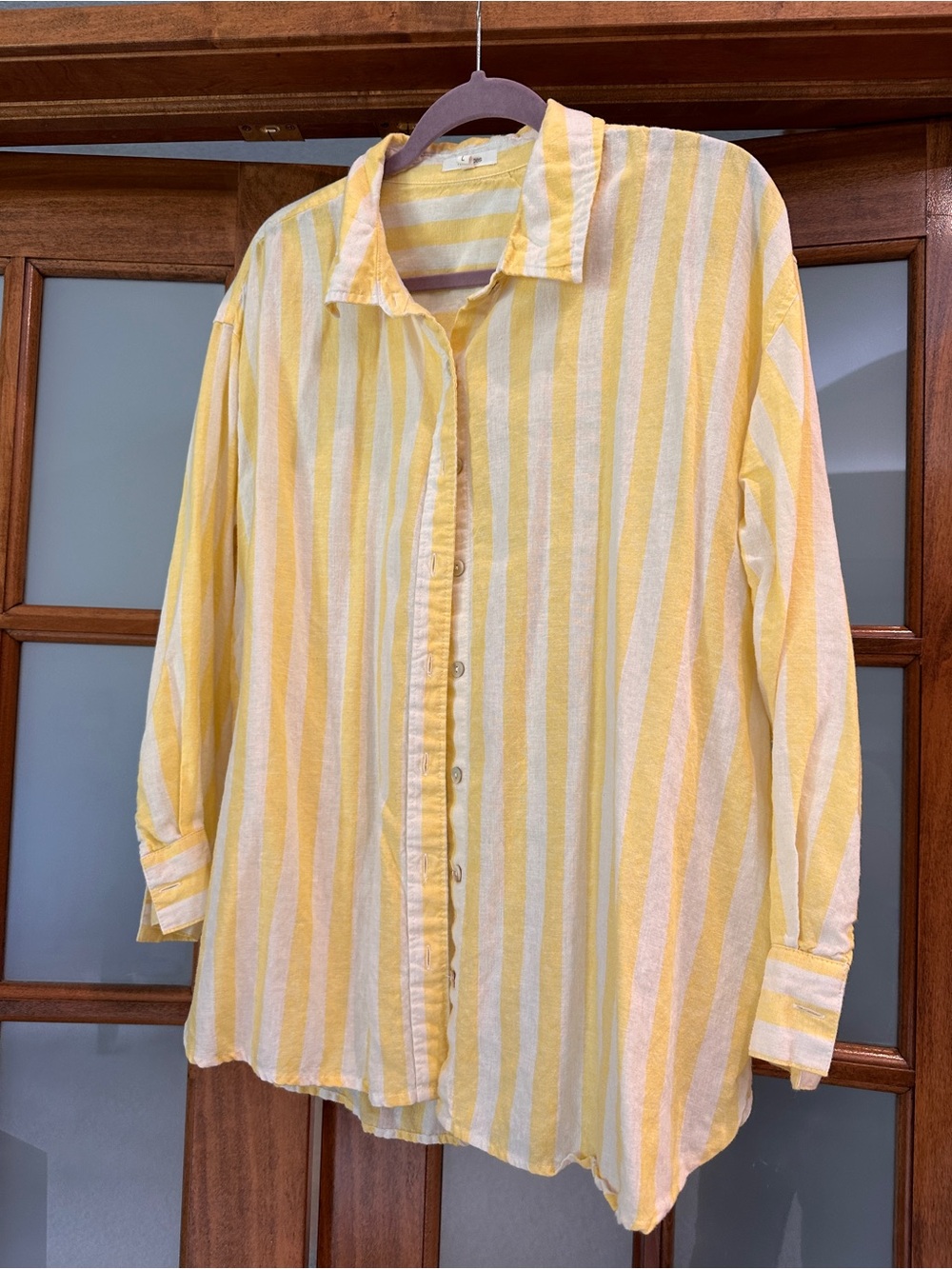 Yellow & White Striped linen Maurice’s Button-down Shirt